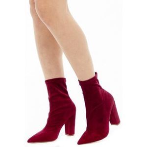 Forever 21 Red Pointed Toe Suede Sock Boots 7.5